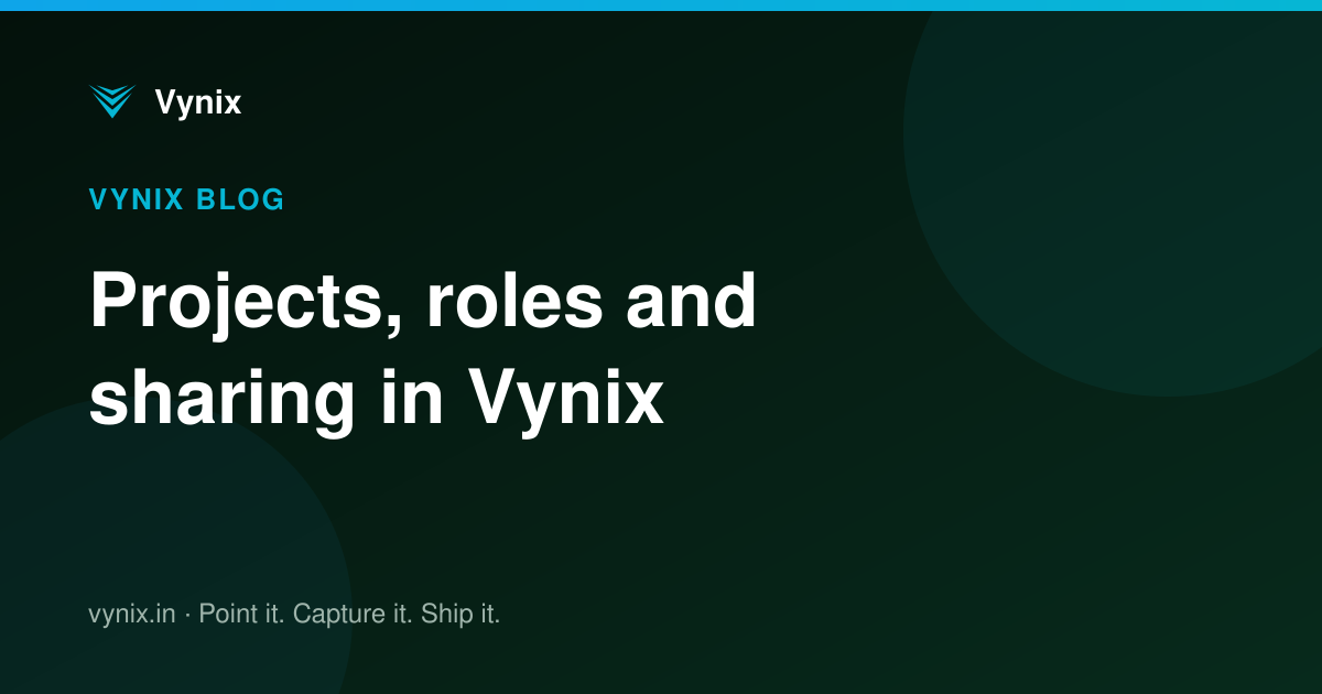 Projects, roles and sharing in Vynix