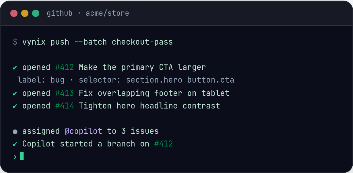 Turn a batch of notes into GitHub issues and assign them to Copilot in one step.
