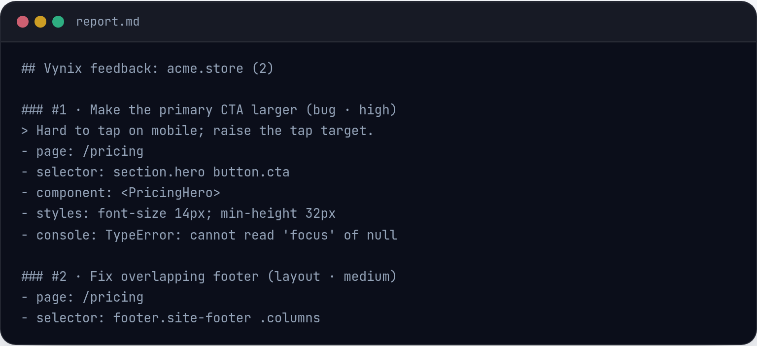Copy the whole batch as one clean, AI-ready report.